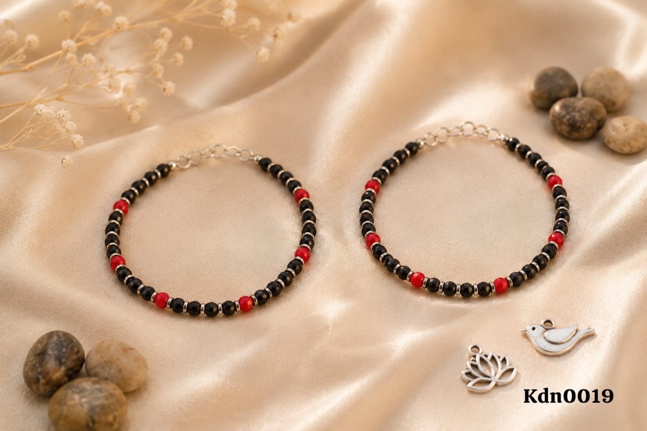 Kids Sterling Silver Red And Black Beads Nazaria