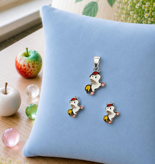 Cute Chick 92.5 Sterling Silver Pendant & Earring Set