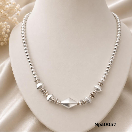 Elegant 92.5 Sterling Silver Bead Necklace