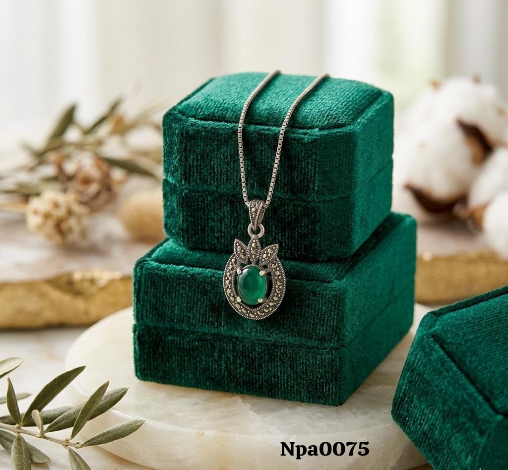 Gemstone and Marcasite Pendant Necklace