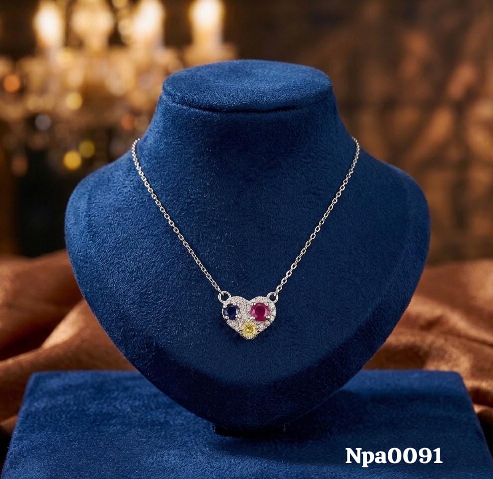 Multi-Stone Heart Pendant Necklace