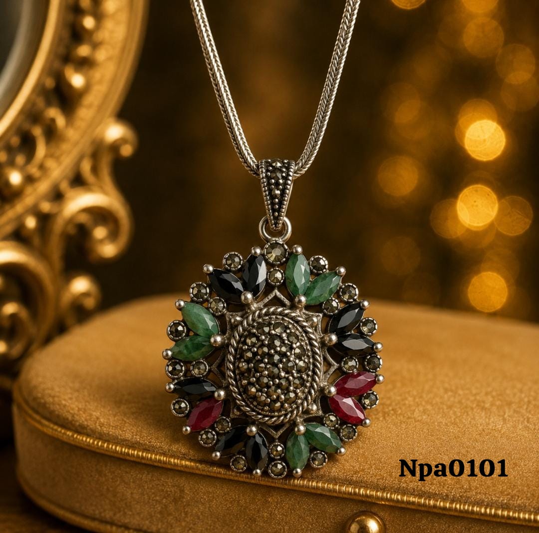 Elaborate Multi-Stone Pendant Necklace