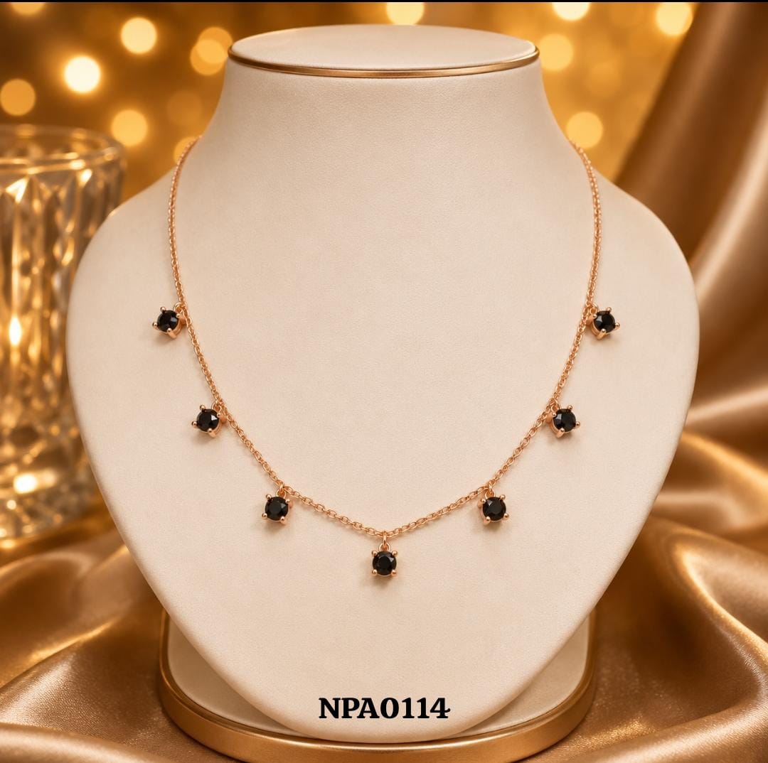Black Stone Station Necklace