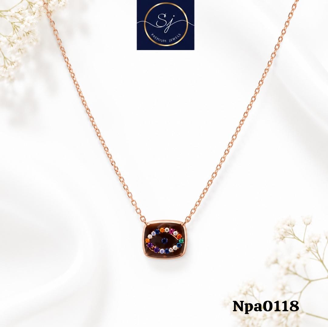 Multi-Colored Evil Eye Pendant Necklace