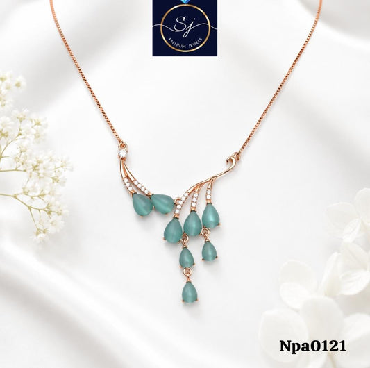 Cascading Blue-Green Stone Necklace