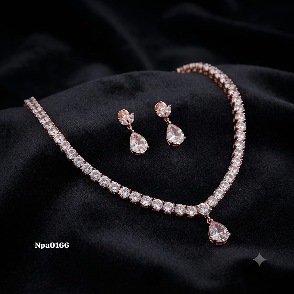 Radiant Tennis-Style Necklace and Earring Set