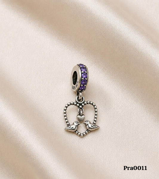 Bird and Heart Dangle Charm