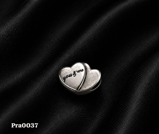 You & Me" Double Heart Charm