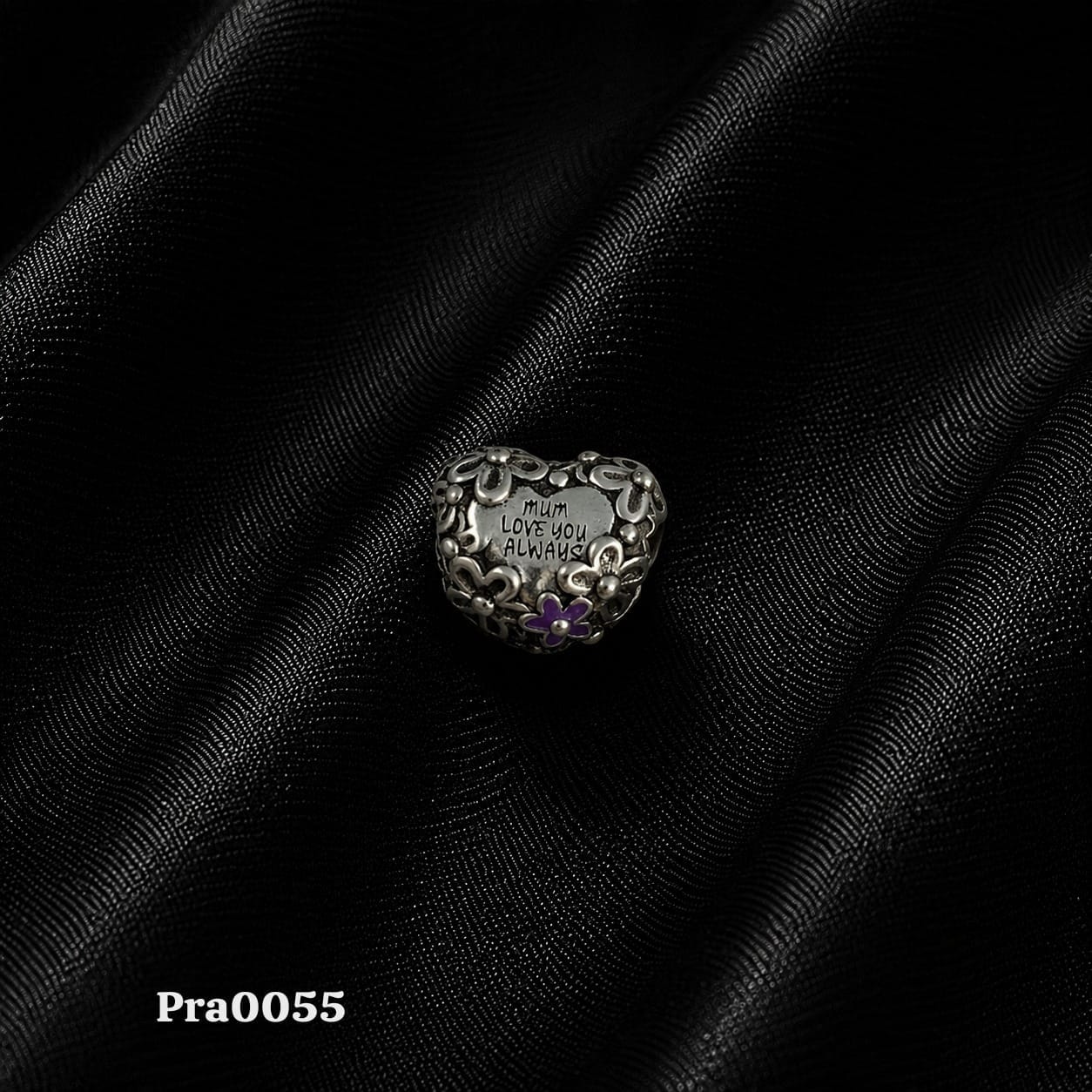 Mum Love You Always" Floral Heart Charm