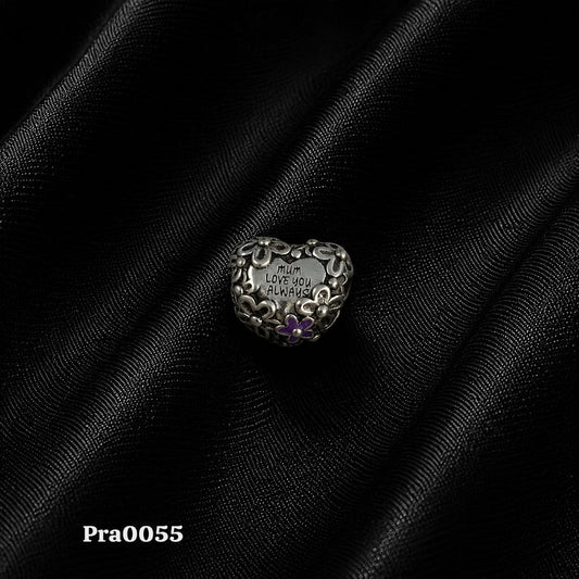 Mum Love You Always" Floral Heart Charm