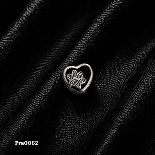 Paw Print Heart Charm