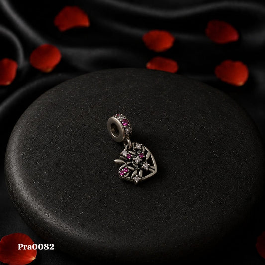 Floral Heart Dangle Charm