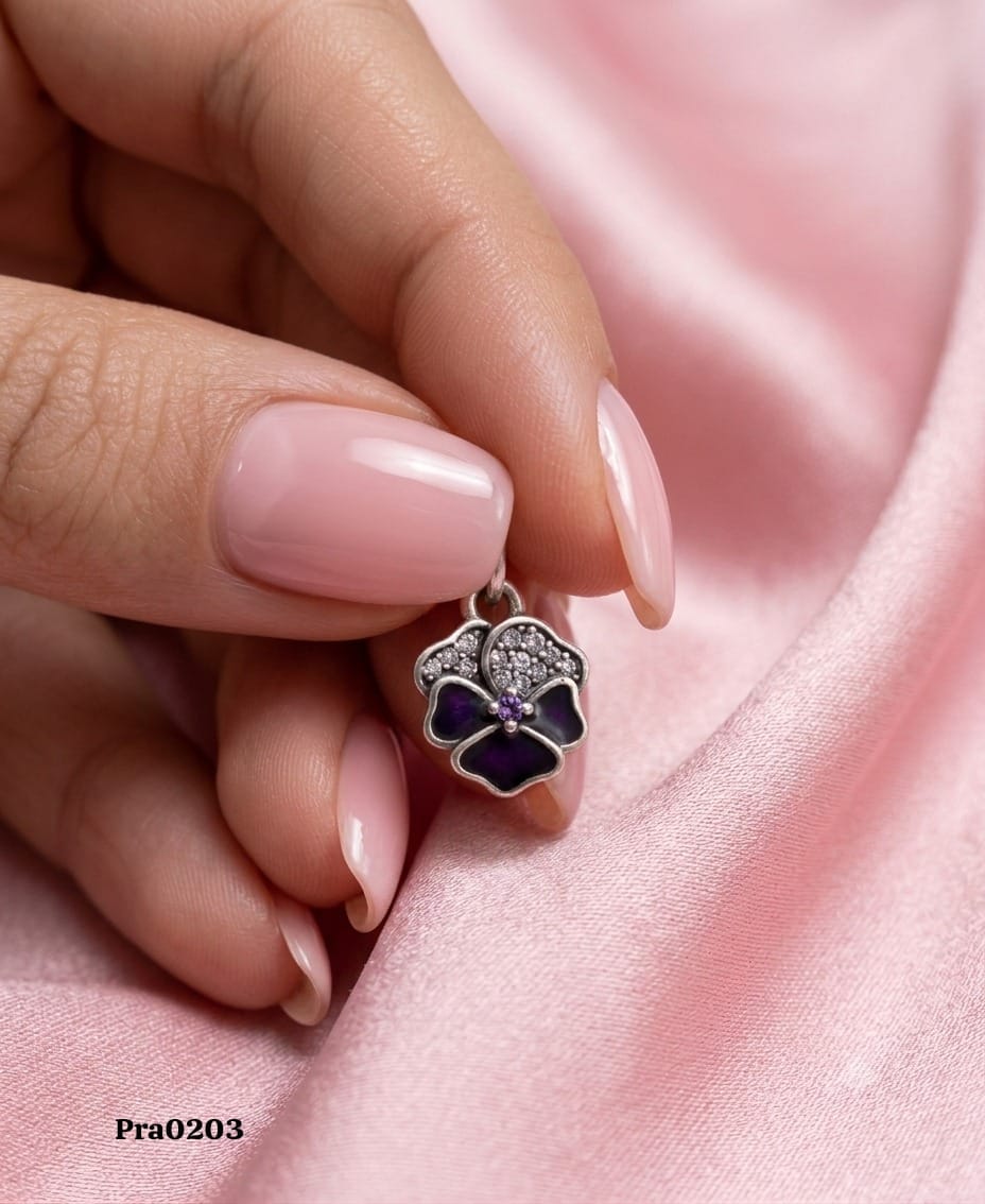 Pansy Flower" Dangle Charm