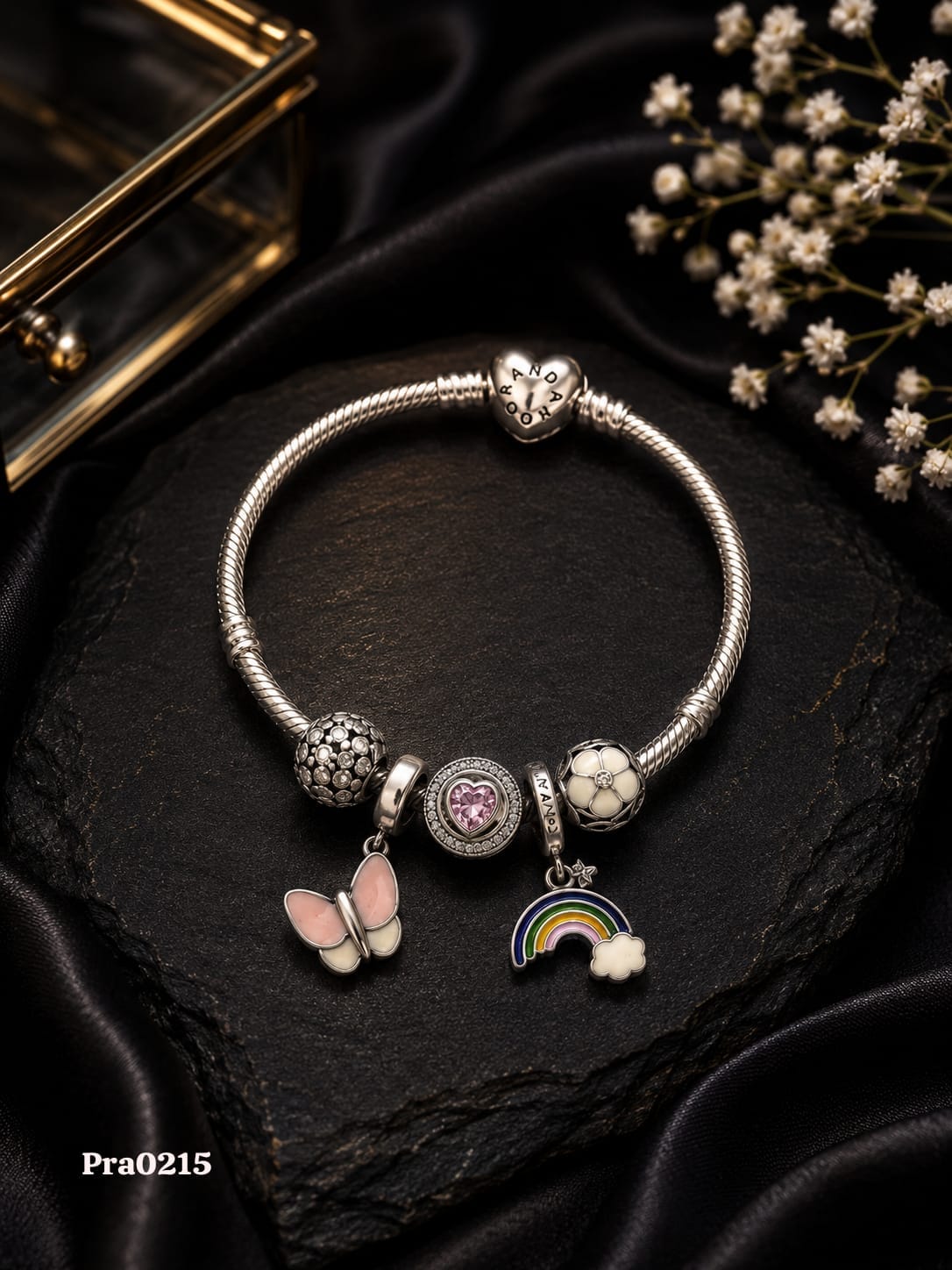 Whimsical Charms" Snake Chain Bracelet