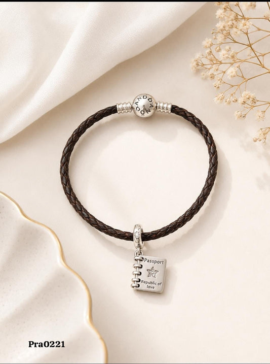 Journal Charm" Braided Leather Bracelet