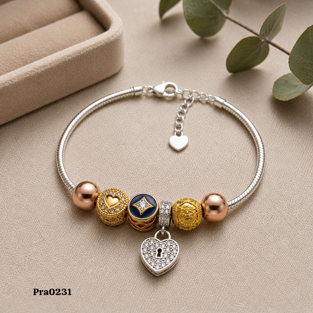 "Golden Lock & Key" Snake Chain Bracelet