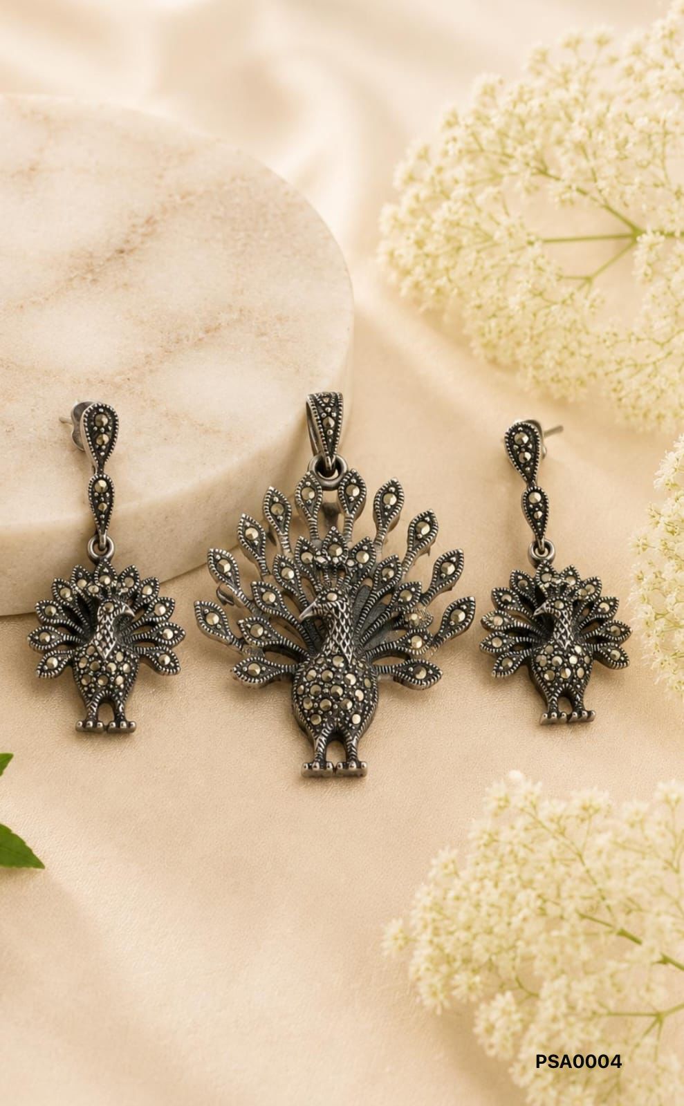 The Dancing Mayura Marcasite Set