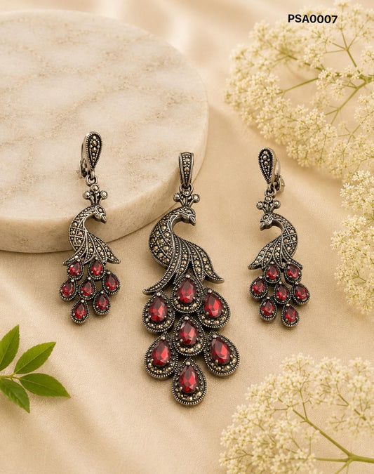 Crimson Regal 92.5 Sterling Silver Peacock Set