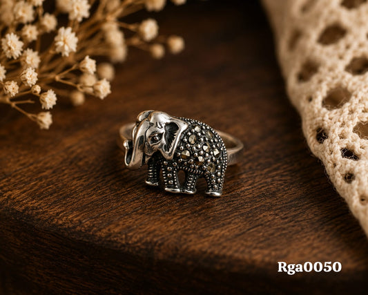 Elephant Design Marcasite Ring