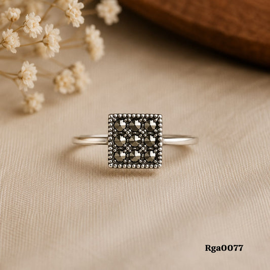 Sterling Silver Marcasite Square Ring
