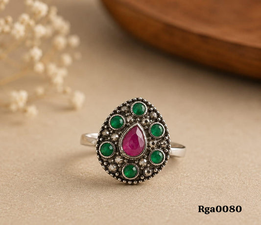 Teardrop Multi-Stone Marcasite Ring