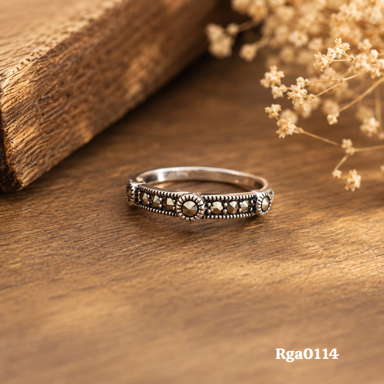 Floral Accent Marcasite Band