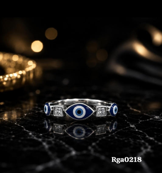 Evil Eye Enamel Band Ring