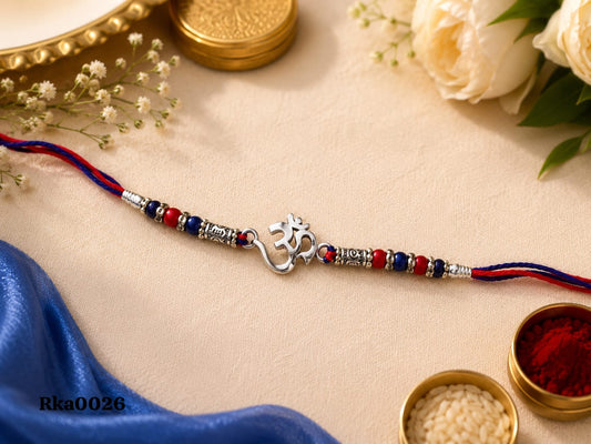 Om Silver Bead Rakhi