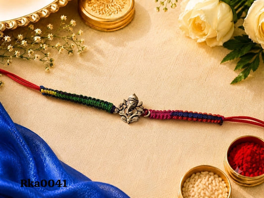 Multicolor Braided Ganesha Rakhi