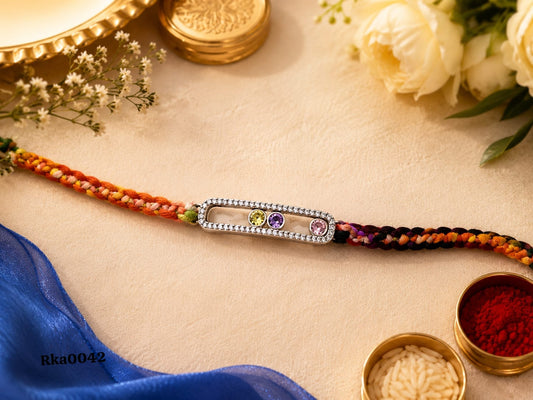 Multicolor Gemstone Bar Rakhi