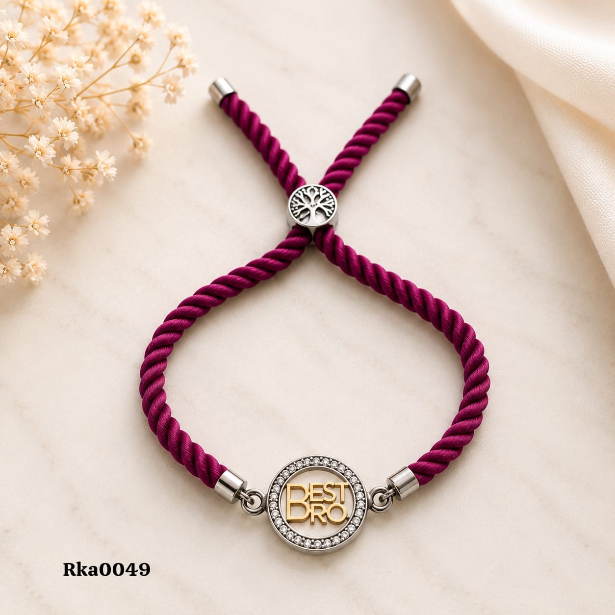"BEST BRO" Stone-Studded Circular Rakhi