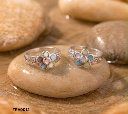 92.5 Sterling Silver Floral MOP Toe Rings