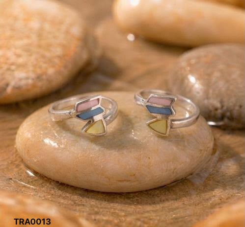 92.5 Sterling Silver Geometric MOP Toe Rings