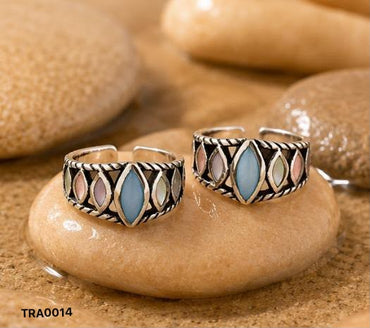 92.5 Sterling Silver Marquise-Link MOP Toe Rings