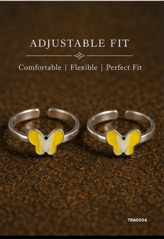 92.5 Sterling Silver butterfly-shaped motif enamel Toe Rings