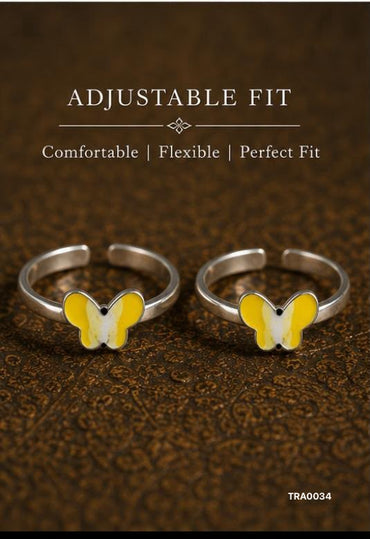 92.5 Sterling Silver butterfly-shaped motif enamel Toe Rings