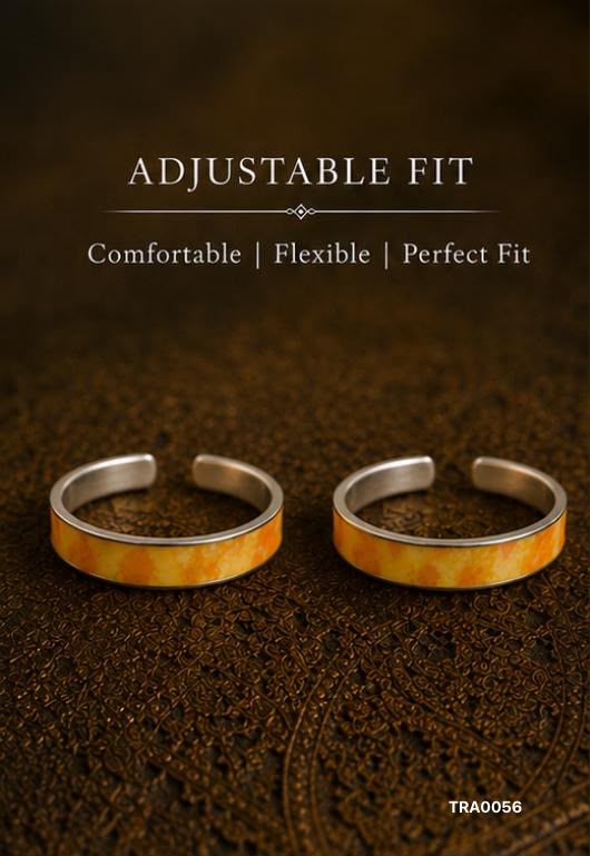 92.5 Sterling Silver mottled yellow and orange enamel Toe Rings