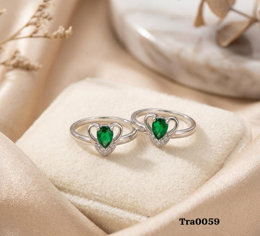 Elegant Heart-Accent Silver Rings