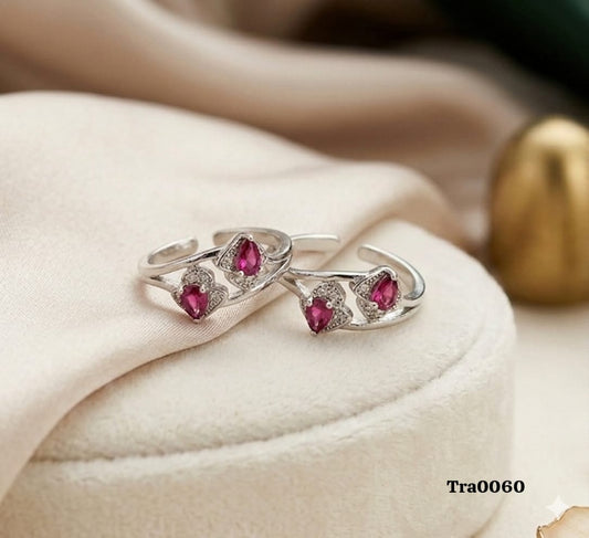 Elegant Dual-Stone Silver Rings