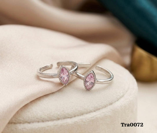 Elegant Marquise-Cut Silver Rings - Pink Gemstone