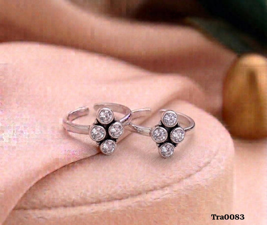 Elegant Cluster-Stone Silver Rings