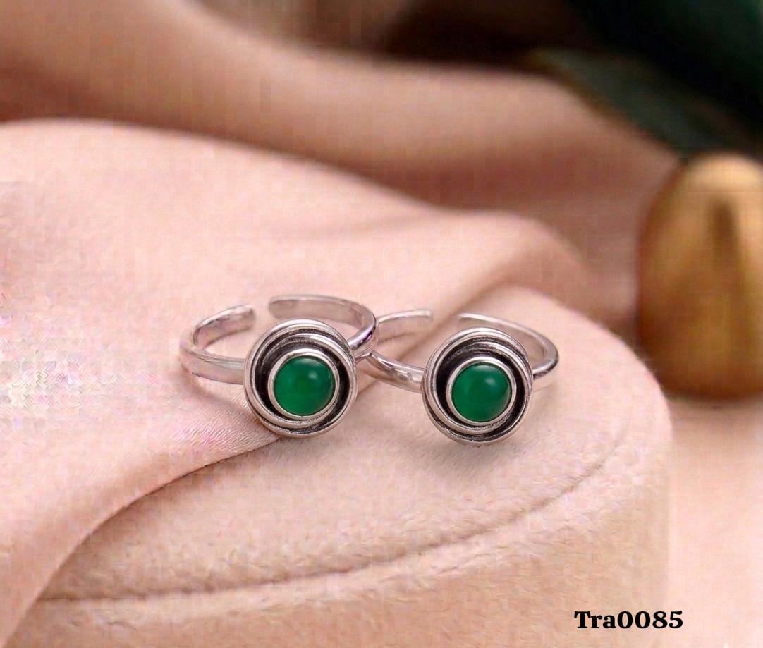 Green Onyx Sterling Silver Ring Set