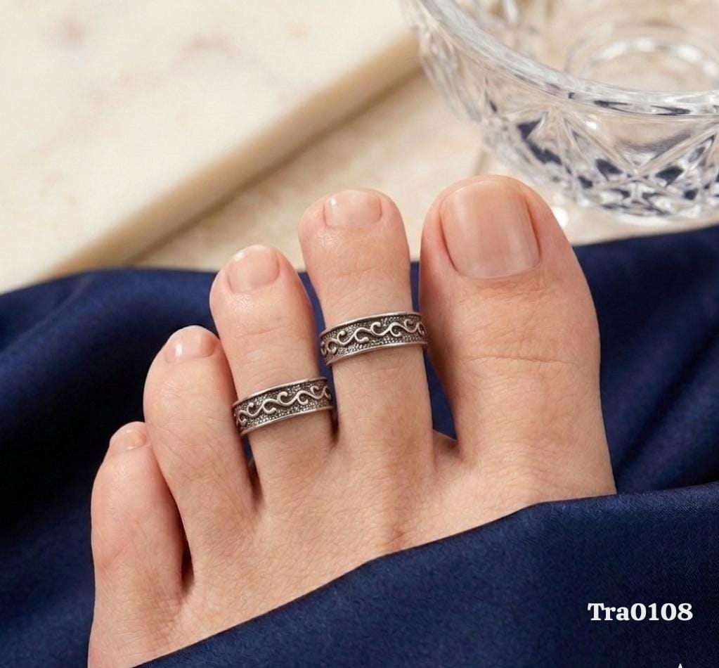 Wave-like Silver Toe Rings