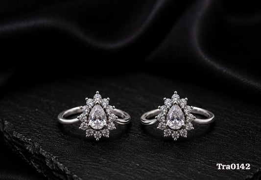 Pear-cut stone Silver Toe Rings