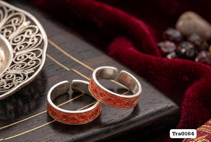 Vibrant violet-purple enameled Silver Toe Rings