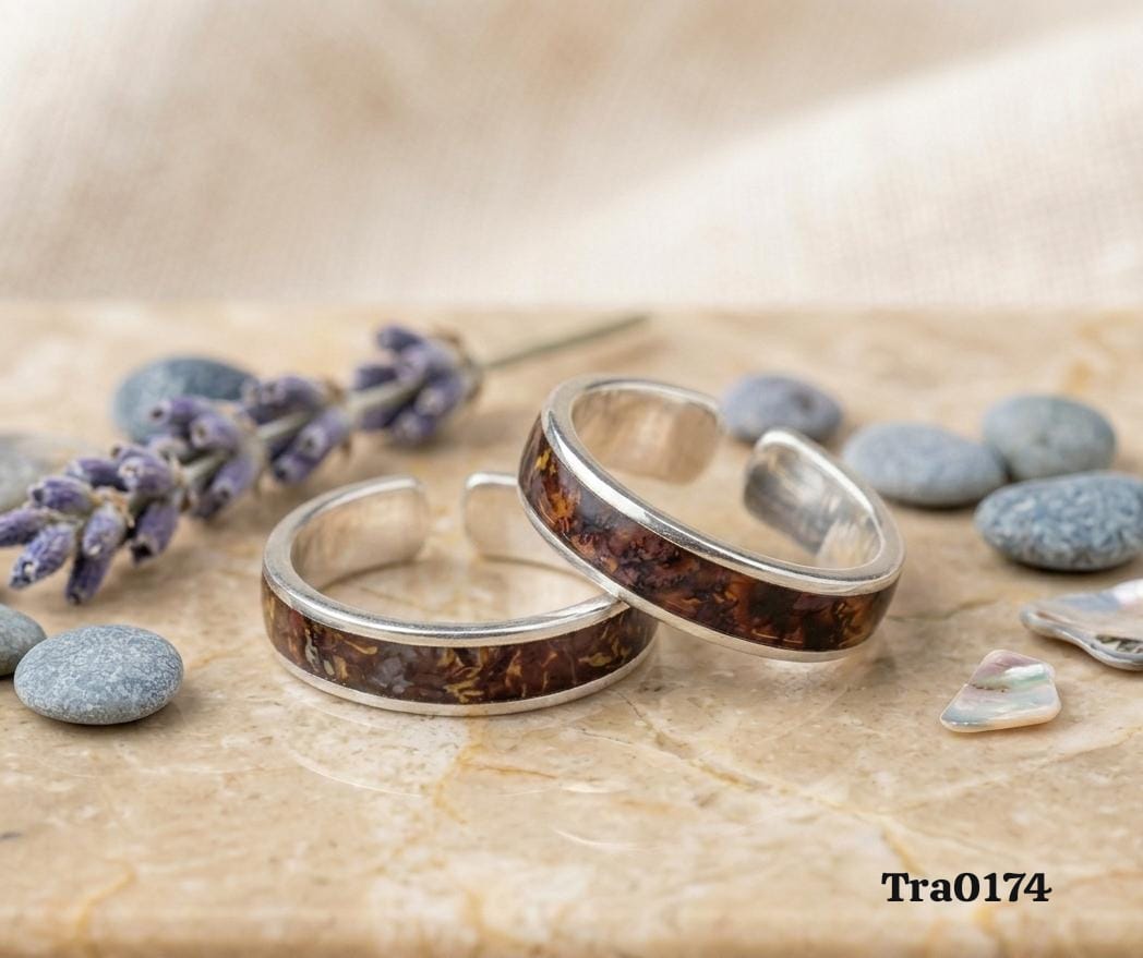 Earthy marbled pattern Silver Toe Rings