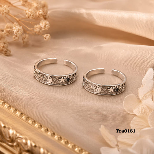 Moon and Stars Silver Toe Rings