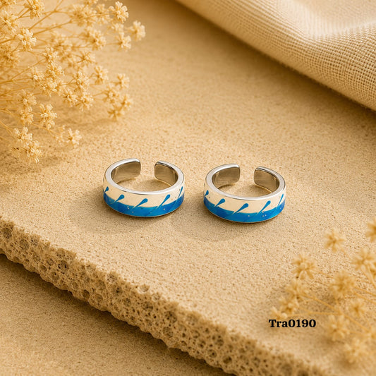 Splash-like pattern Silver Toe Rings