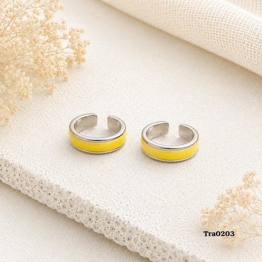 Yellow enameled Silver Toe Rings