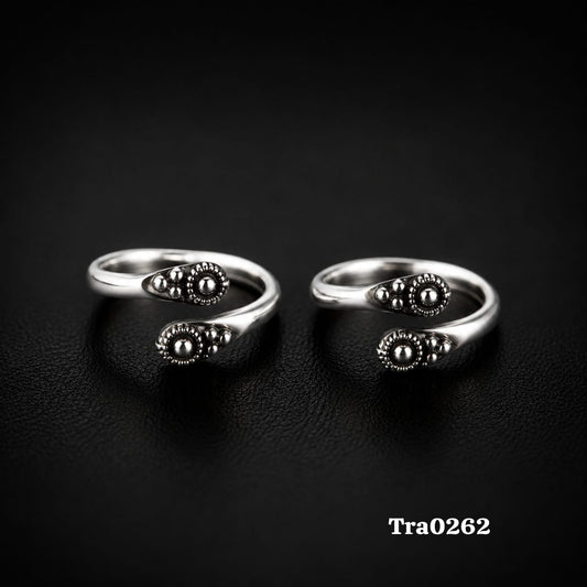 Tiny Beads Silver Toe Rings
